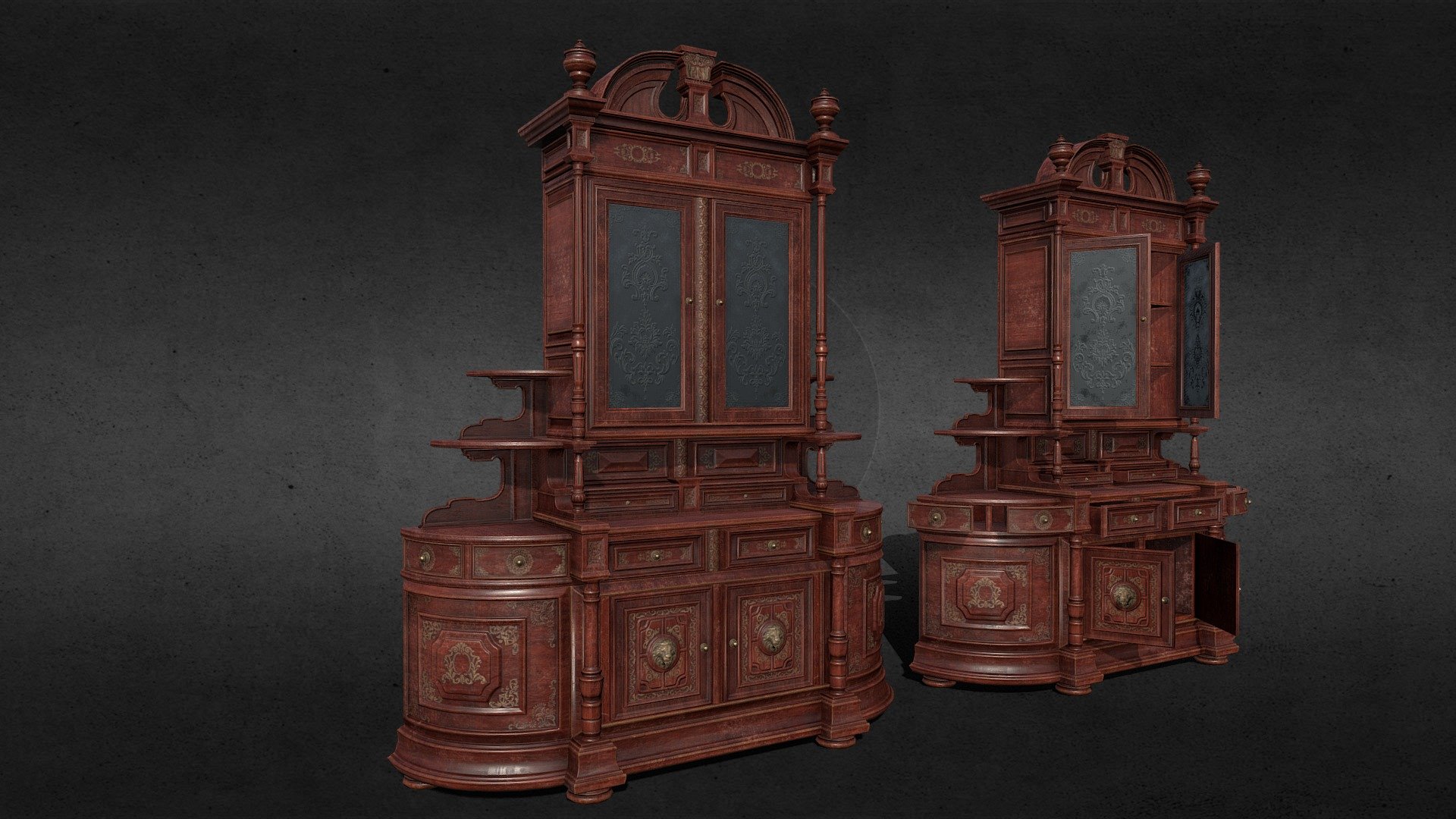 Antique CupBoard 3D model by 3DBazaar (muratosan) [fd56837] Sketchfab