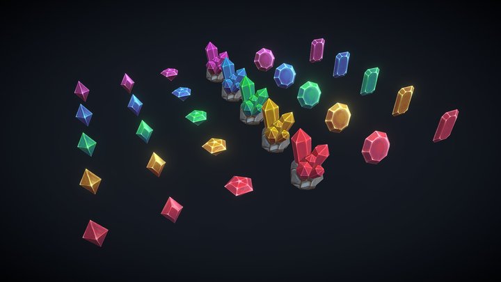 Handpainted gems asset 3D Model