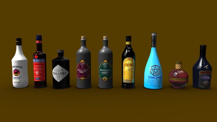 Liquor Bottles 3/5 3D Model