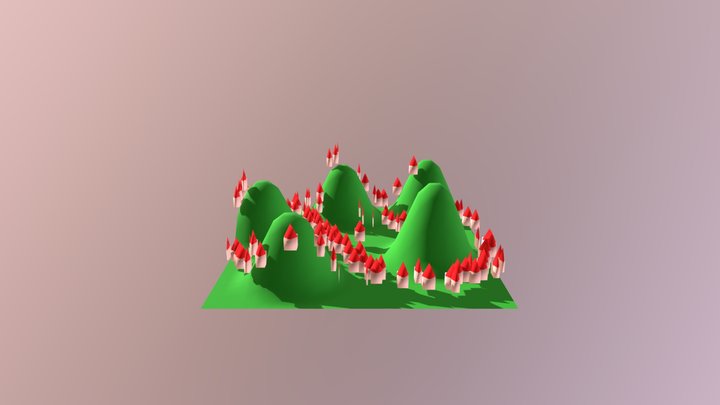 Moutain and village 3D Model