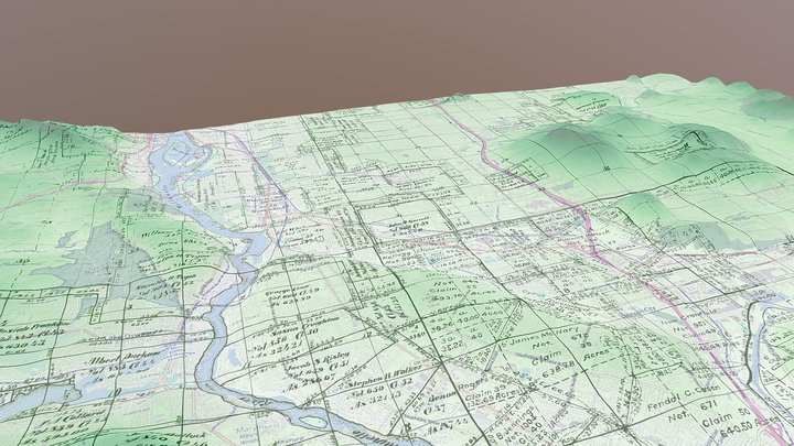 Milwaukie Donation Land Claim Overlay 3D Model