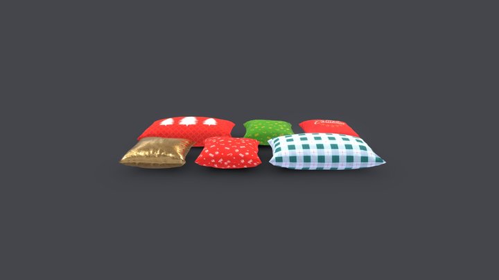 Christmas Themed Pillow Set Optimized for VR 3D Model