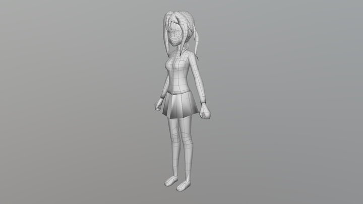 Anime cute woman 3D Model
