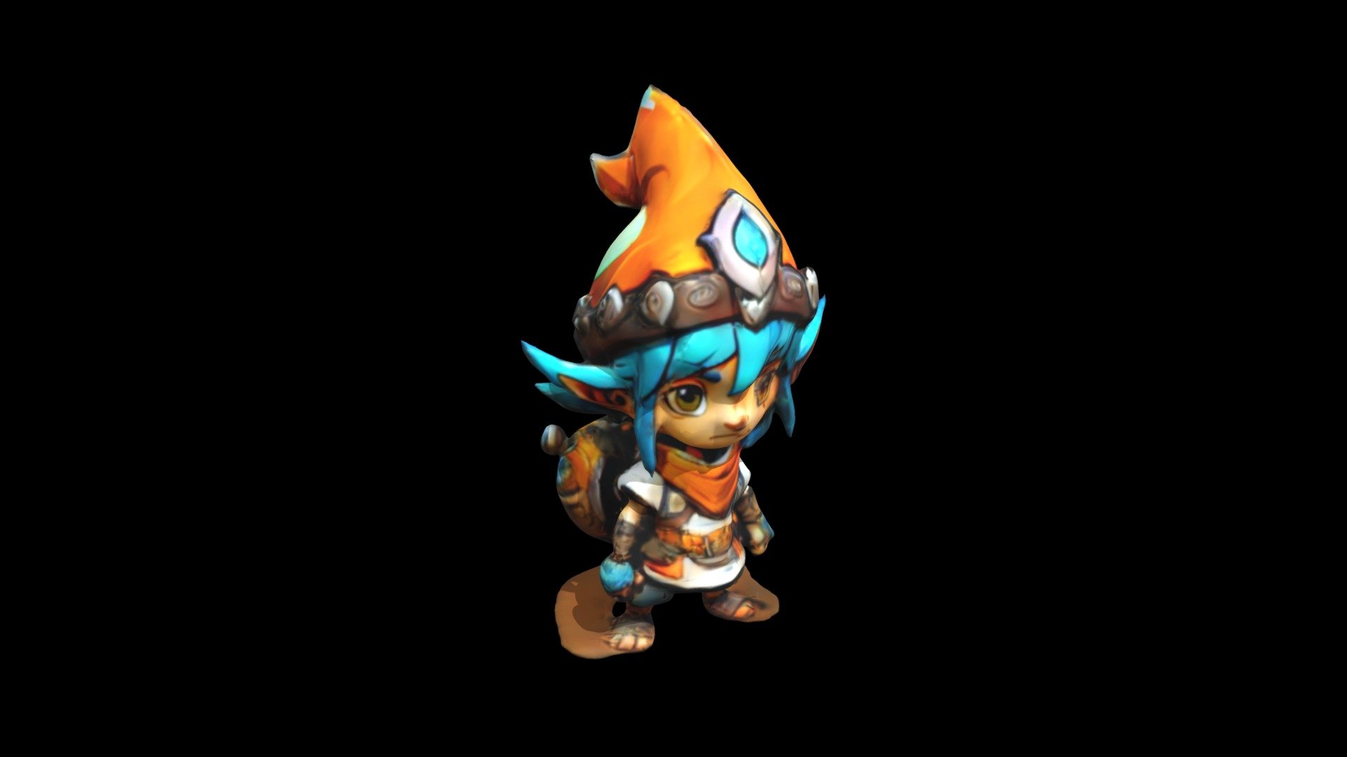 a cartoon character with blue hair and an ora - Download Free 3D model ...