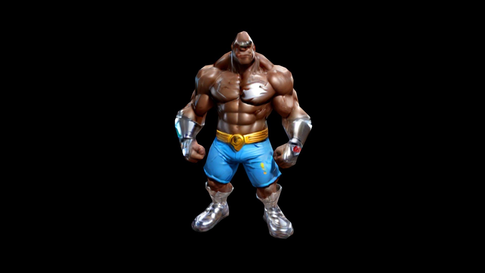 A muscular cartoon character with angry facial e - Download Free 3D ...