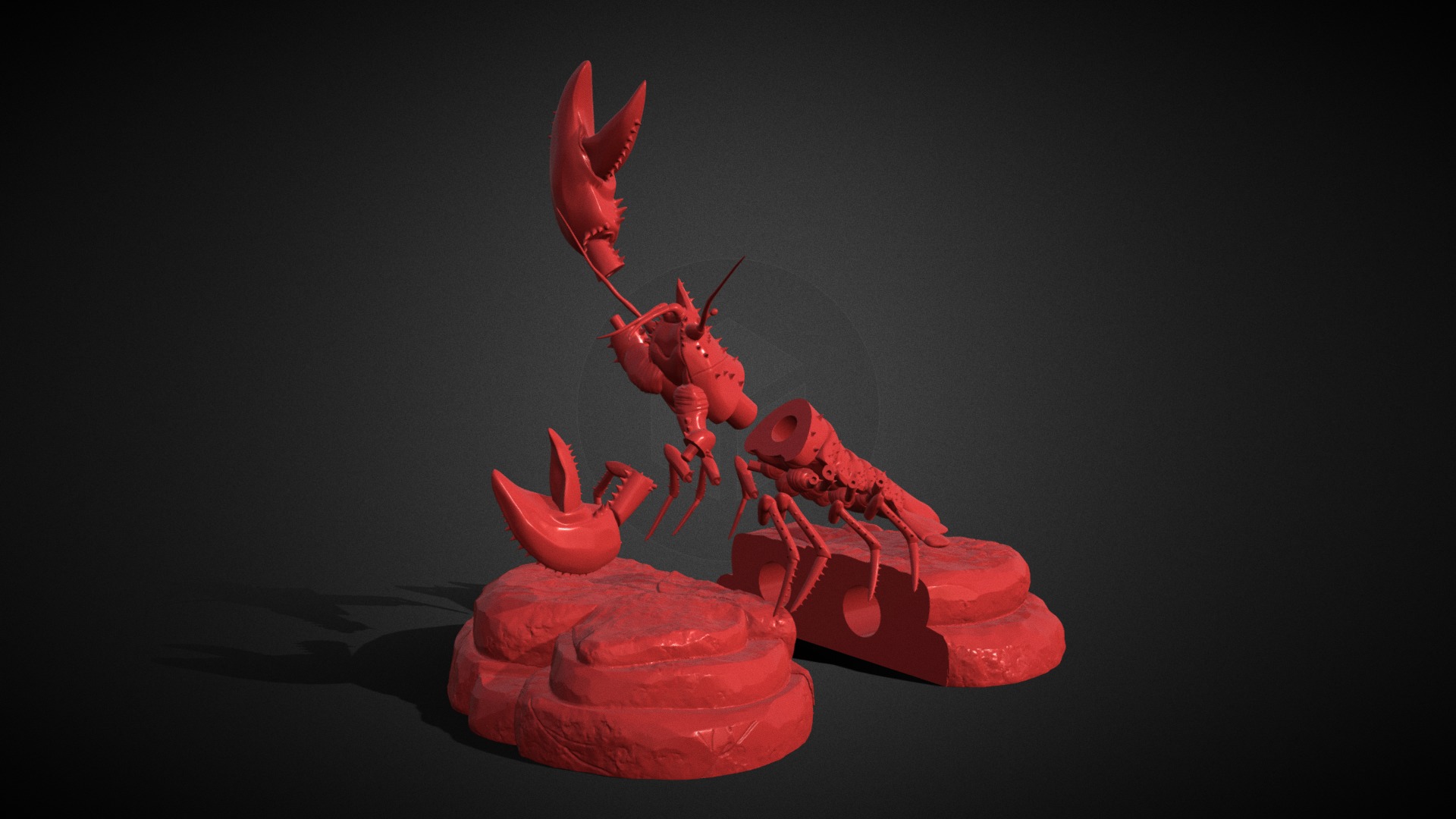 3D model Lobster Ready For 3D Print - This is a 3D model of the Lobster Ready For 3D Print. The 3D model is about a group of red figurines.