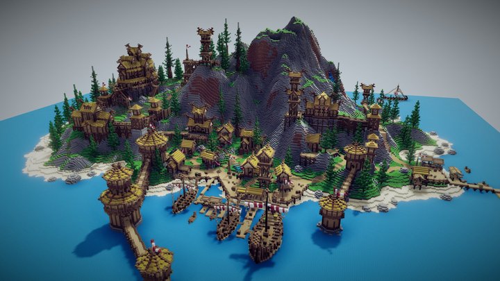 Viking Island - Minecraft 3D Model