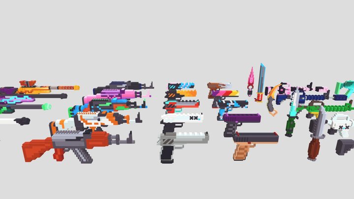 Low Poly Weapons Pack: Guns & Knifes 3D Model