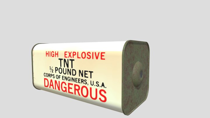 ½ Pound Block of TNT Explosives 3D Model