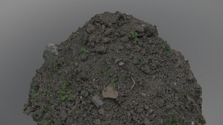 Dark brown soil pile in slope 3D Model