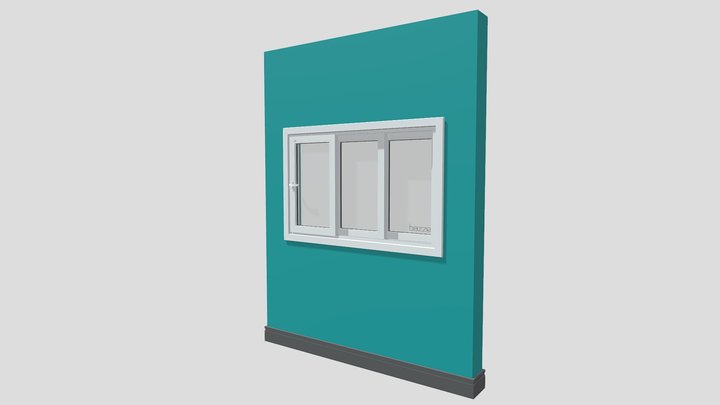 JANELA DE PVC - CORRER - 3 FOLHAS 3D Model