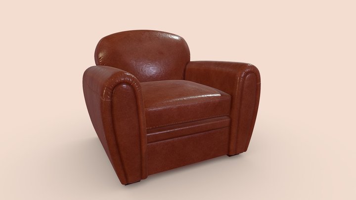 Realistic Leather Sofa 3D Model