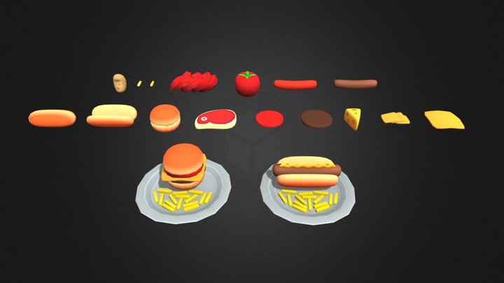 Cartoon Fast Food Pack 3D Model