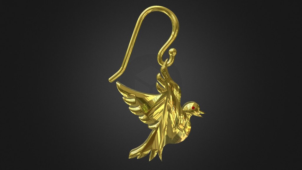 Miniature Golden love bird Earring