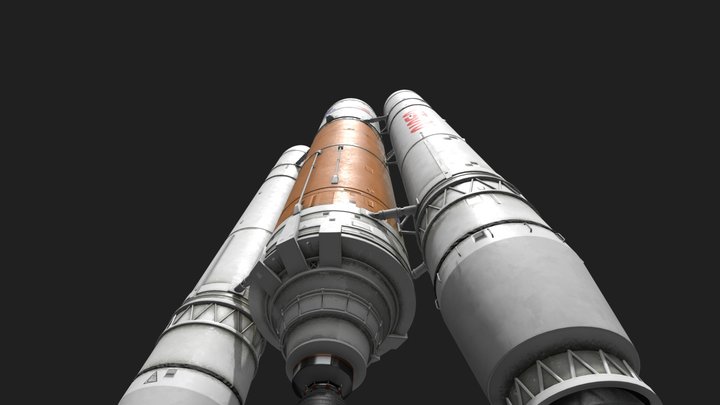 Rocket with engine and Satellite 3D Model