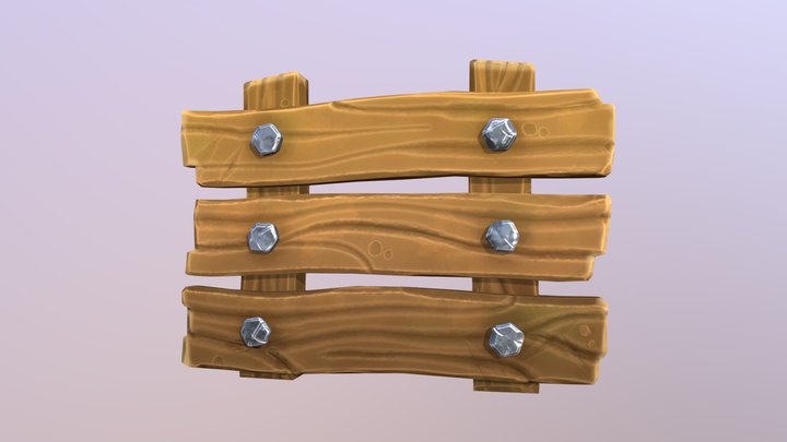 Stylized Wooden Fence 3D Model