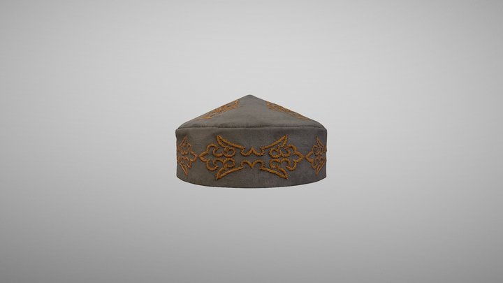 Taqiya Grey (M) (Kazakh National Headdress) 3D Model