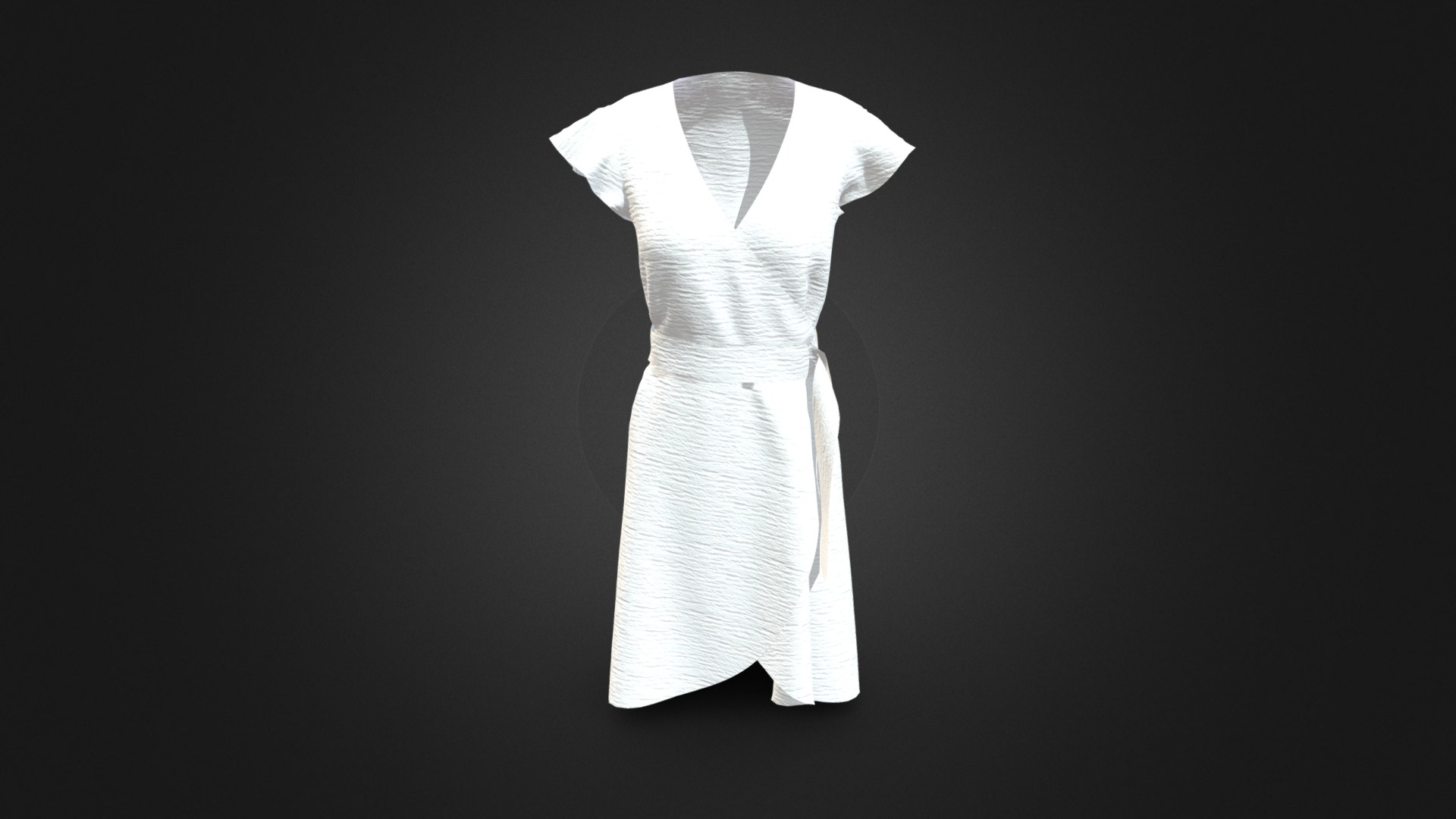 3D model Ruffle Sleeve One Piece - This is a 3D model of the Ruffle Sleeve One Piece. The 3D model is about a white dress with a black background.