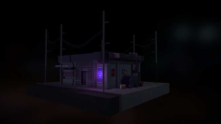 Cafe Nighttime 3D Model