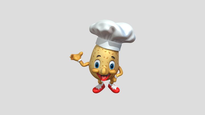 animated potato with chef hat 3D Model