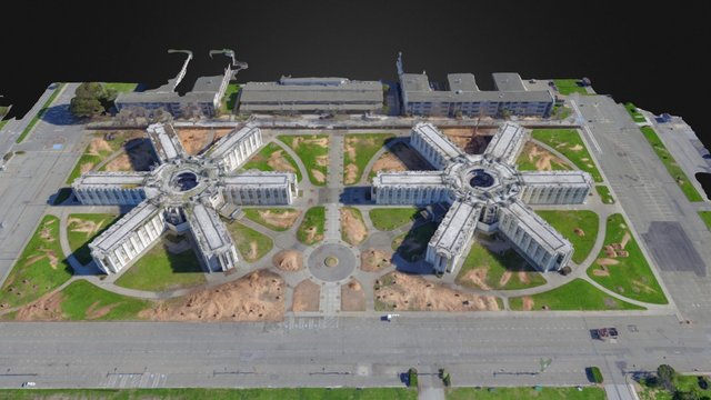 Cosson Hall on Treasure Island (aerial map) 3D Model