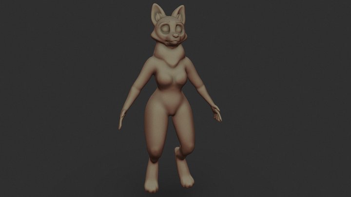 Stylized Female Wolf Base 3D Model