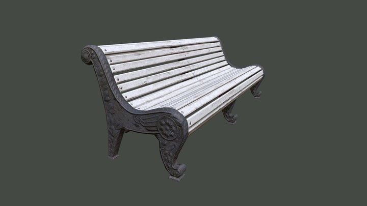 Game-ready park bench 3D Model