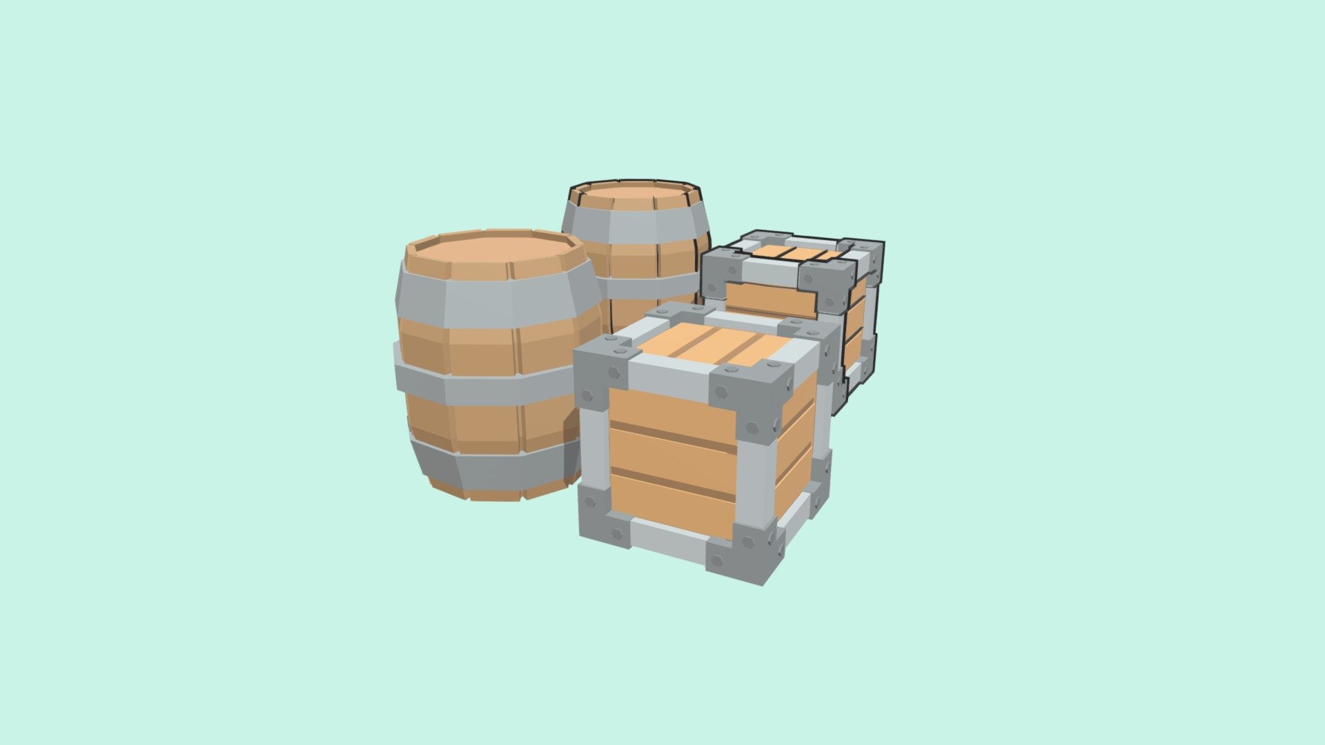 Lowpoly Box and Barrel