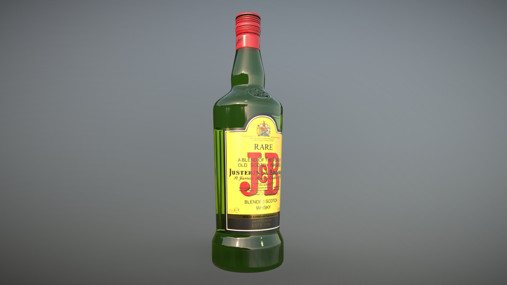 3D model JB alcohol Bottle - This is a 3D model of the JB alcohol Bottle. The 3D model is about a bottle of alcohol.