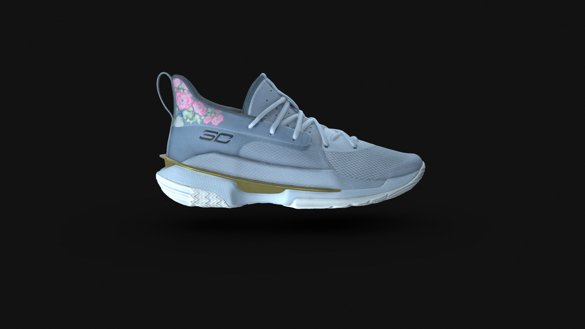 3D model Under Armour Curry 7 Chinese New Year - This is a 3D model of the Under Armour Curry 7 Chinese New Year. The 3D model is about a pair of white sneakers.