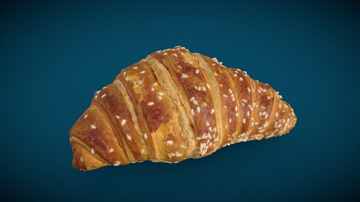 Ugly lye croissant with sesame seeds 3D Model