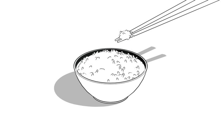 Manga food - Rice 3D Model