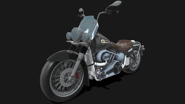 Dark Classic Motorcycle 3D Model