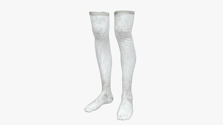 Long White Cotton Socks 3D Model