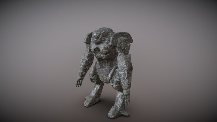 Stone Monster Statue 3D Model