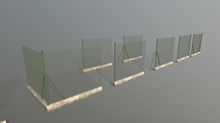 Chain-link fence asset 3D Model