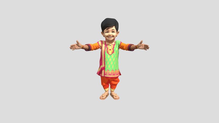 kid indian get up 3D Model