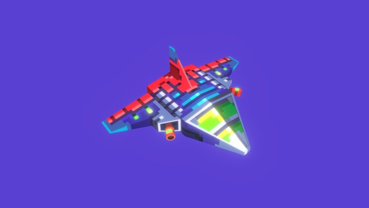 Pixel Space Ship 3D Model