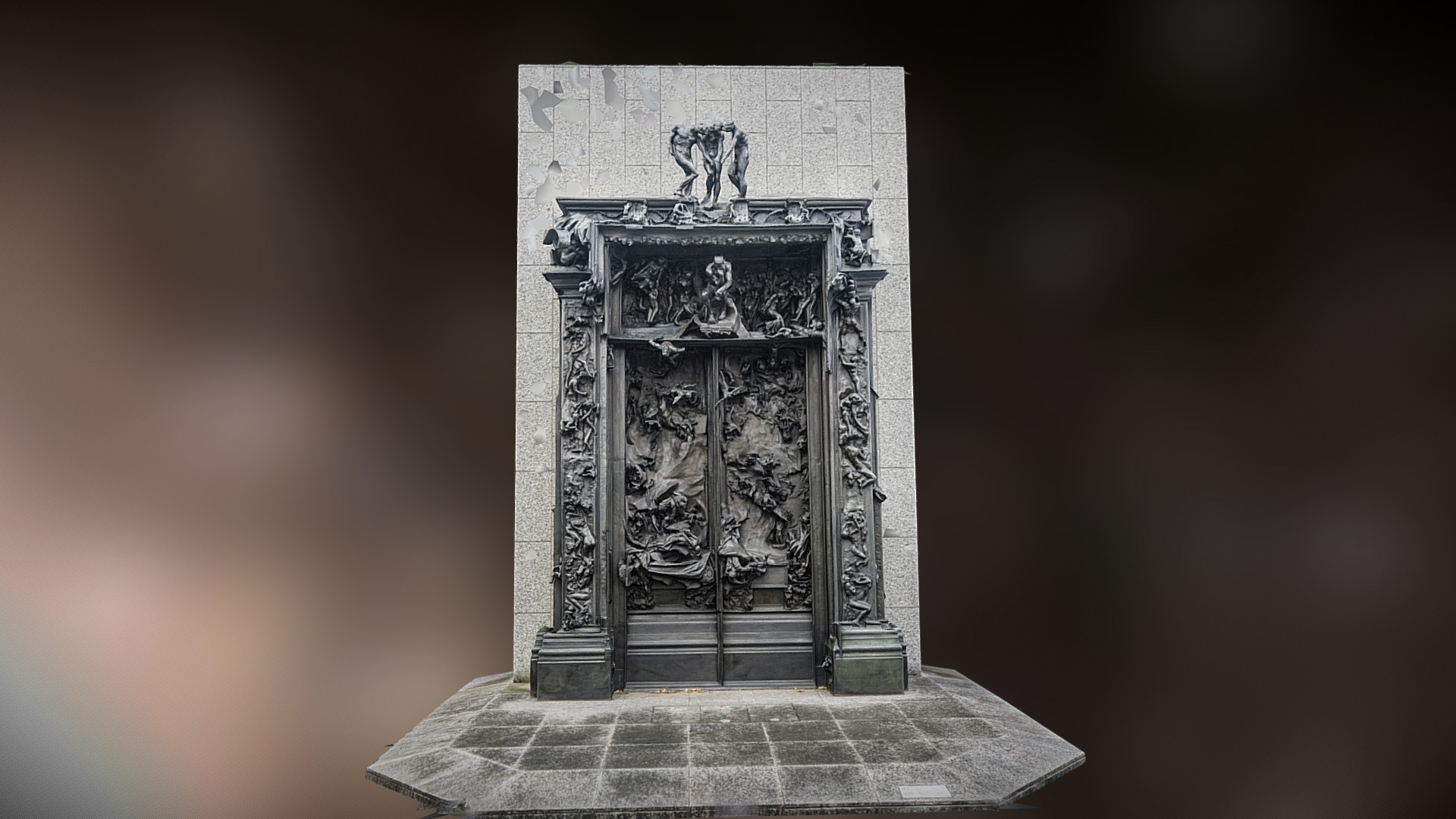 3D model The Gates of Hell photogrammetry scan 2019 - This is a 3D model of the The Gates of Hell photogrammetry scan 2019. The 3D model is about a wood door with carvings on it.