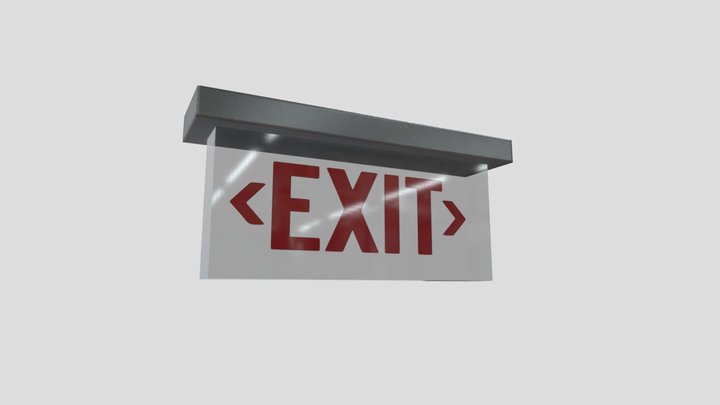 Low Poly Exit Sign – Emergency Light 3D Model 3D Model