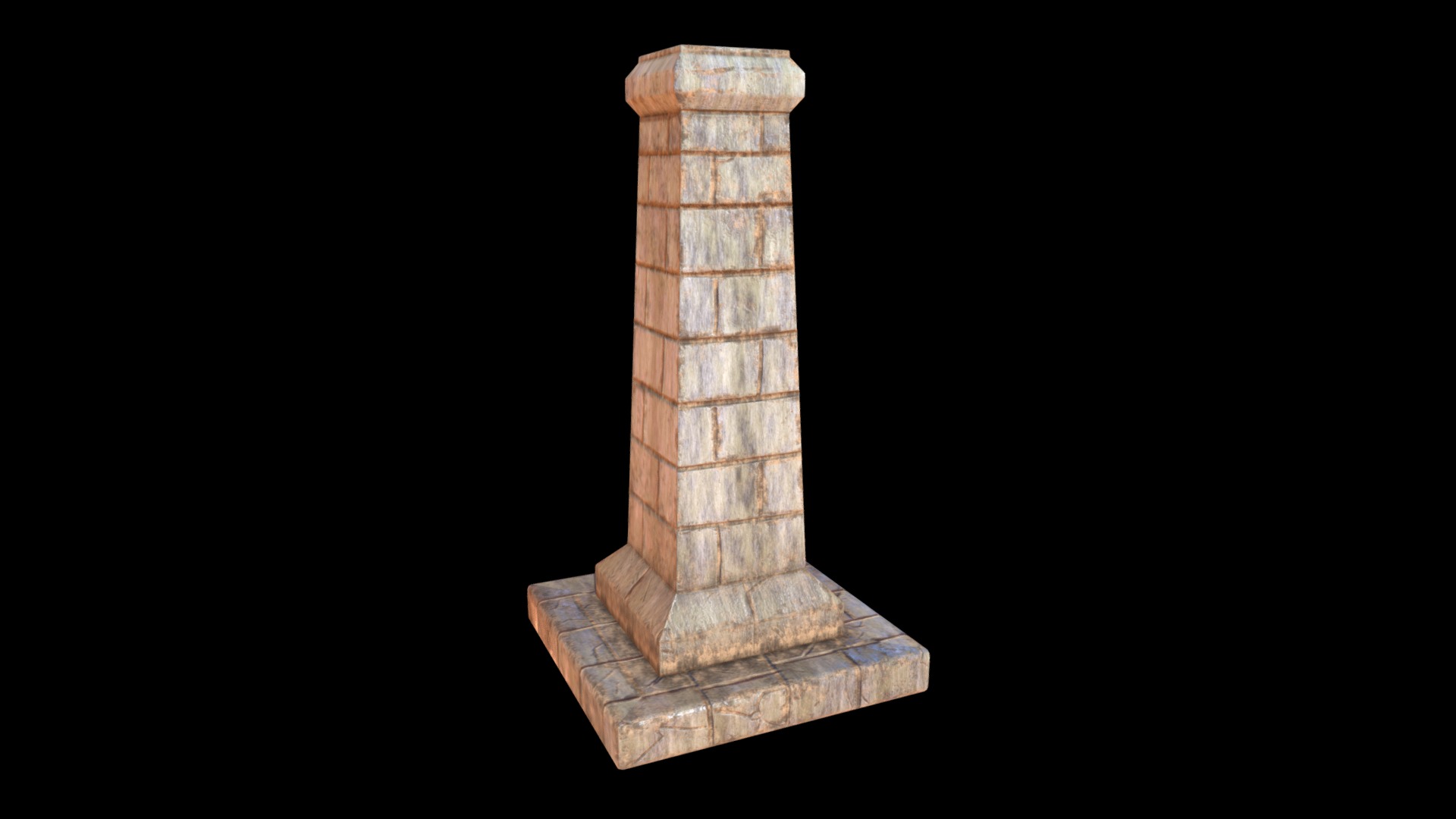 3D model Pillar - This is a 3D model of the Pillar. The 3D model is about a stone column with a dark background.