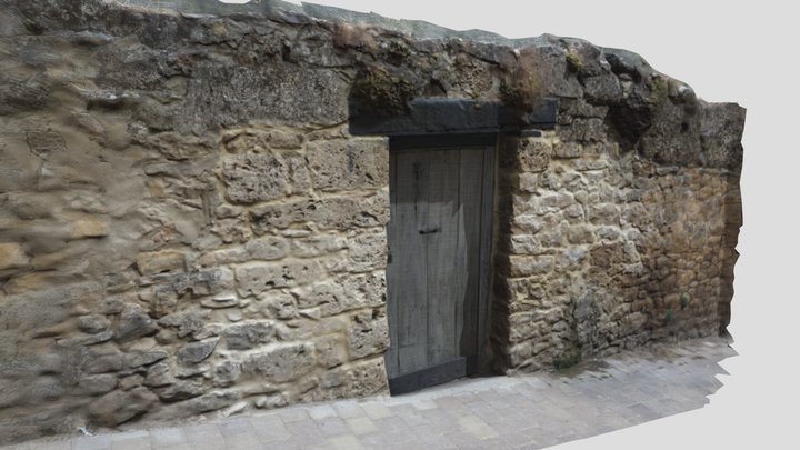 Wooden door on sloping street_Low poly – Modello 3D gratuito STL
