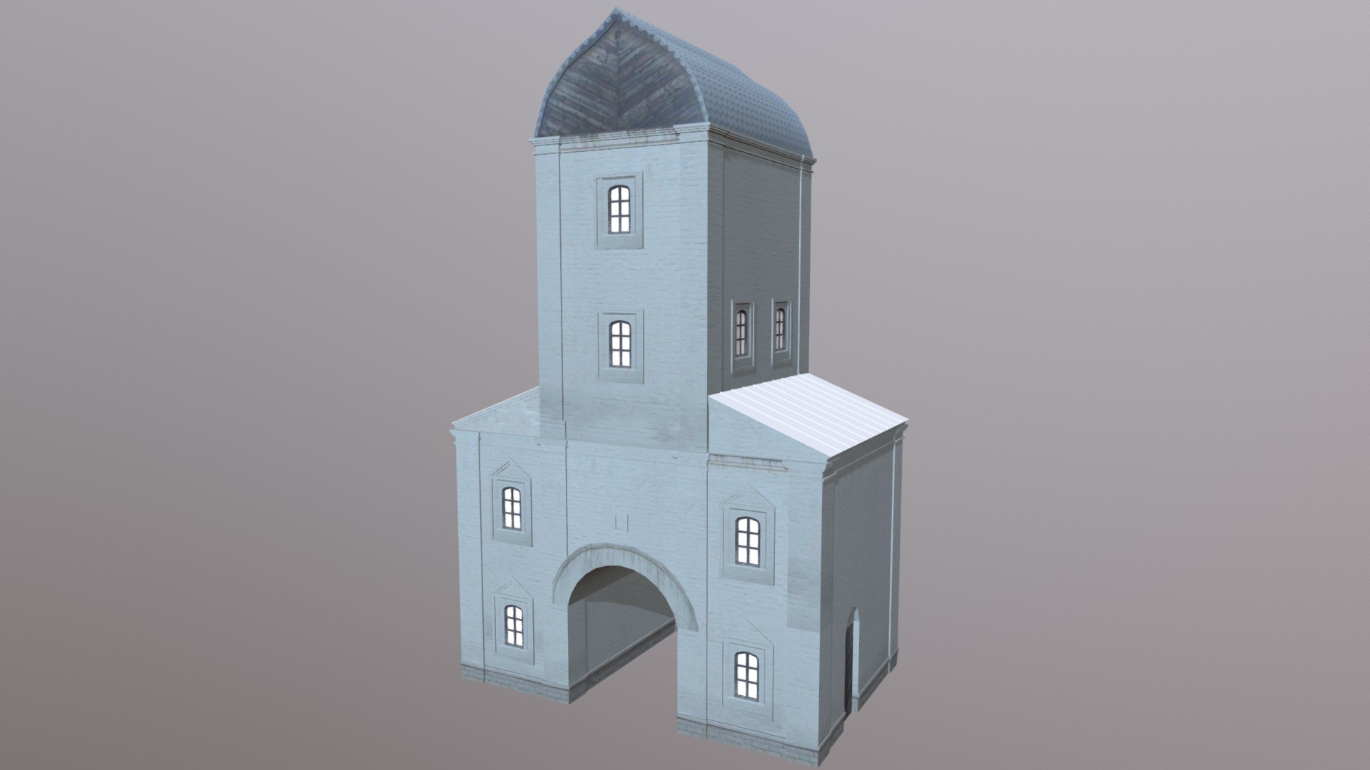3D model Water Tower With Gates - This is a 3D model of the Water Tower With Gates. The 3D model is about engineering drawing.
