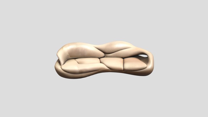 Sculptural beige upholstered lounge sofa