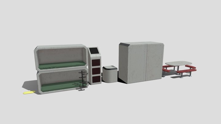 Sci-Fi Bedroom Assets 3D Model