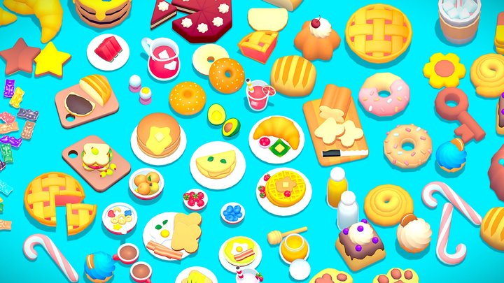 Breakfast and Desserts Pack 3D Model