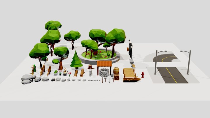 Generic lowpoly asset pack 3D Model