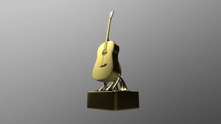 High poly guitar trophy model 3D Model