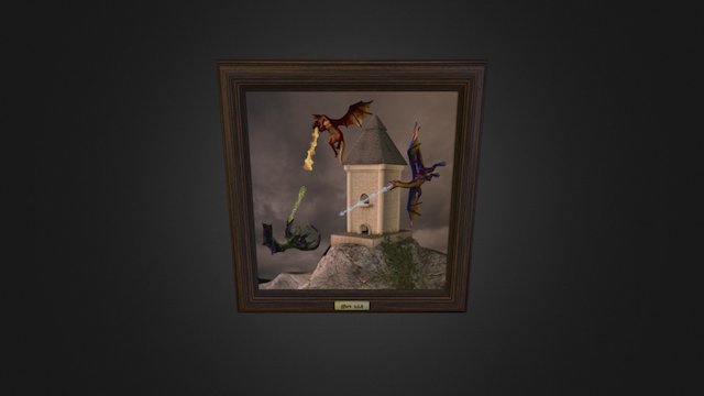 Painting - Dragon Tower Battle 3D Model