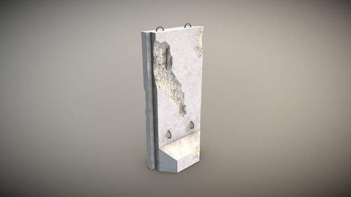 Broken concrete wall 3D Model